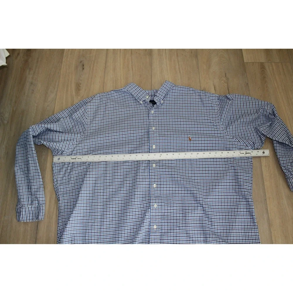 Polo Ralph Lauren Mens 4XLT Blue‎ Gingham Check Long Sleeve Button Down Shirt